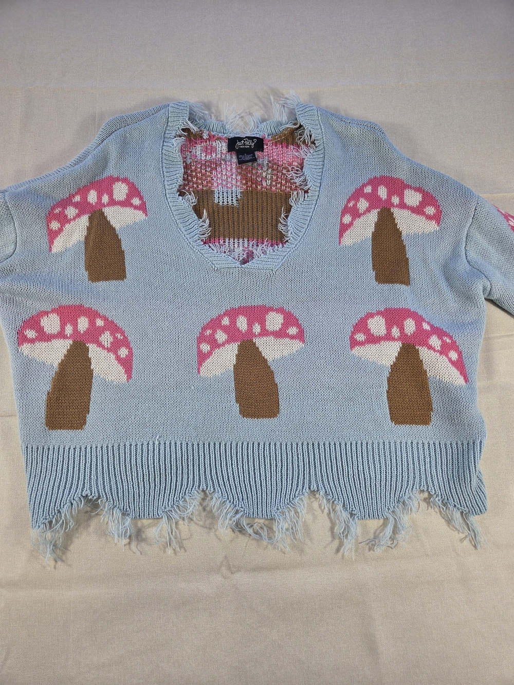 Just Polly Mushroom Knit Sweater Small
